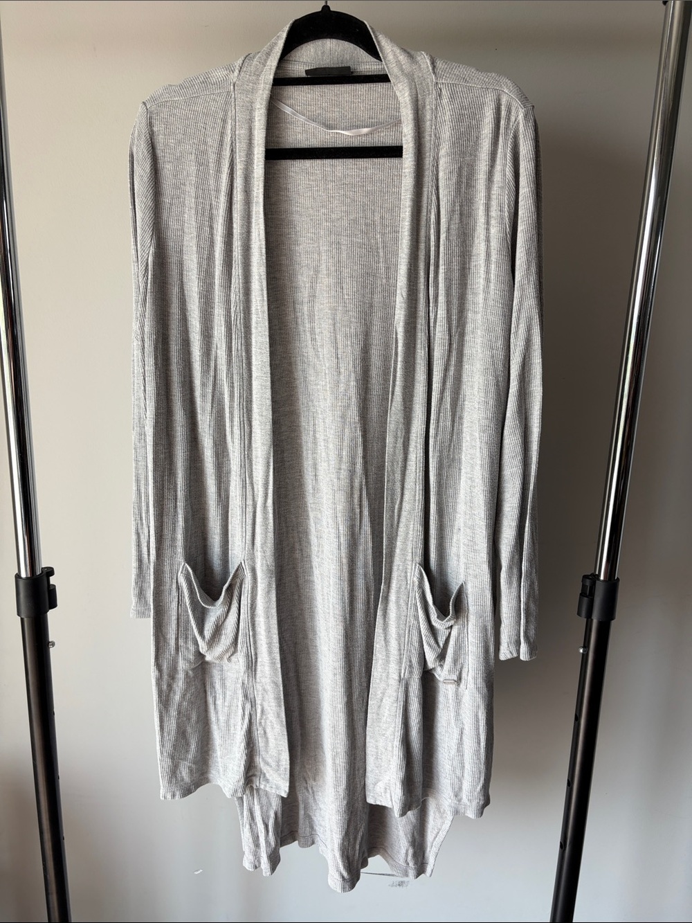 DKNY Jeans Lightweight Gray Open Front Long Cardigan